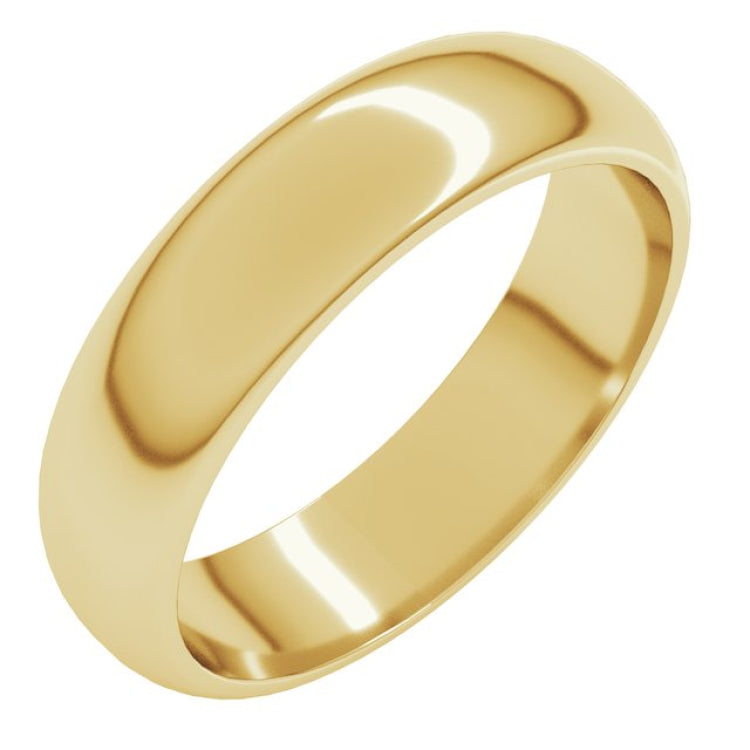 10K Yellow Gold 5 mm Half Round Band Size 10.5