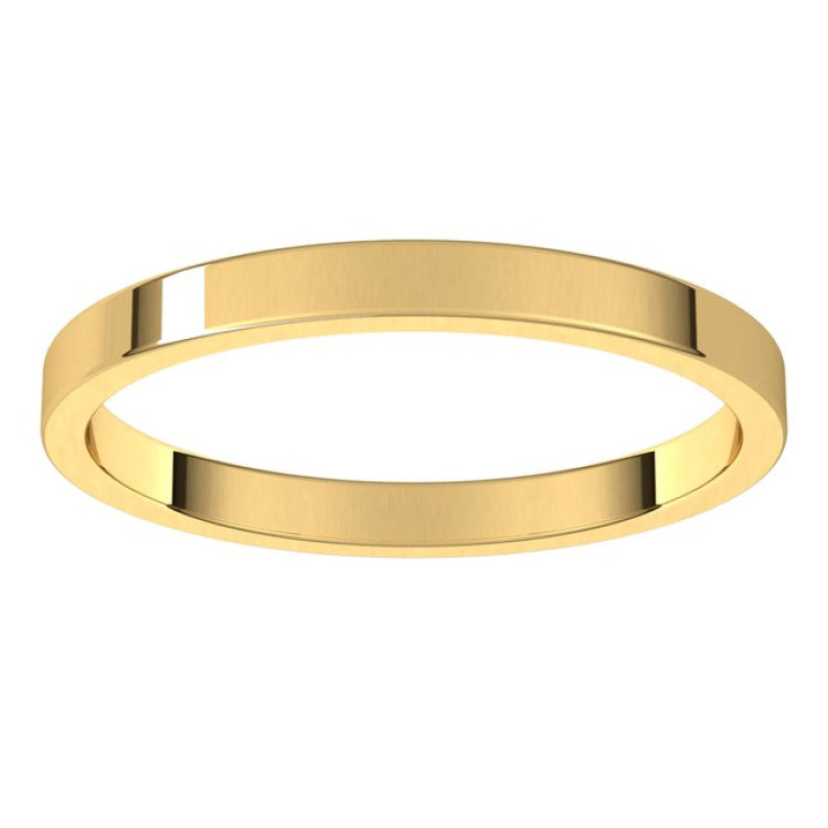 14K Yellow Gold 2 mm Flat Band Size 6.5