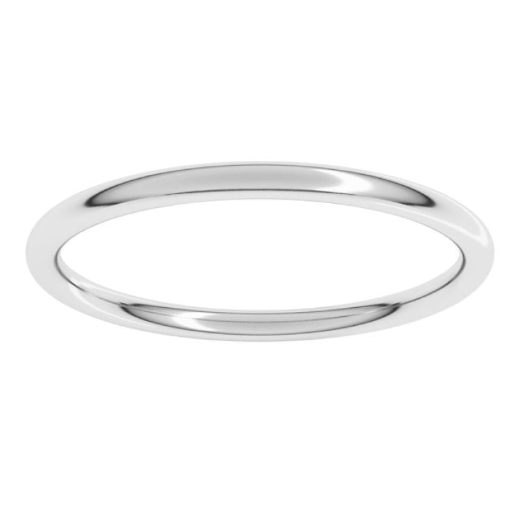 14K White Gold 1.5 mm Comfort-Fit Full Round Band Size 10