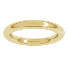 14K Yellow Gold 3 mm Comfort-Fit Full Round Band Size 8