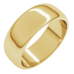 18K Yellow Gold 7 mm Half Round Band Size 7.5
