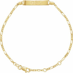 14K Yellow Gold Adjustable Figaro Adjustable Identification 6-7" Bracelet