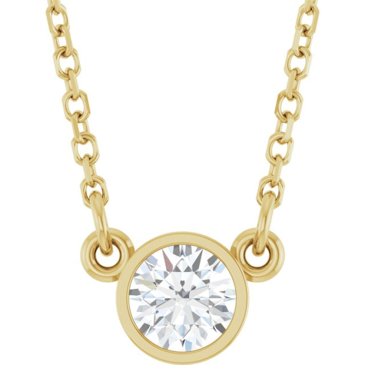 14K Yellow Gold 1/4 CT Natural Diamond Solitaire 18" Necklace
