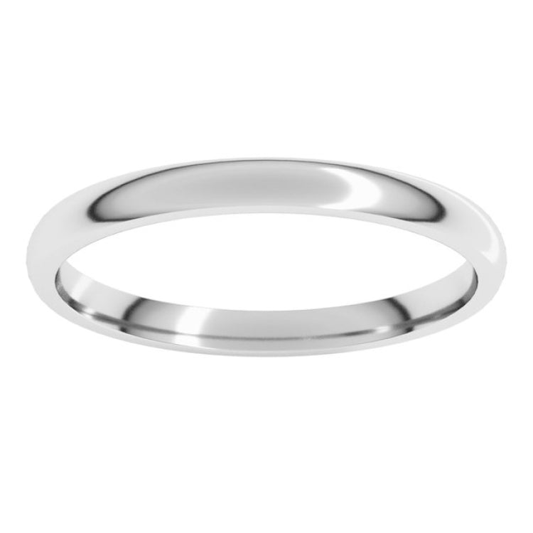 Platinum 2 mm Lightweight Comfort-Fit Half Round Band Size 5