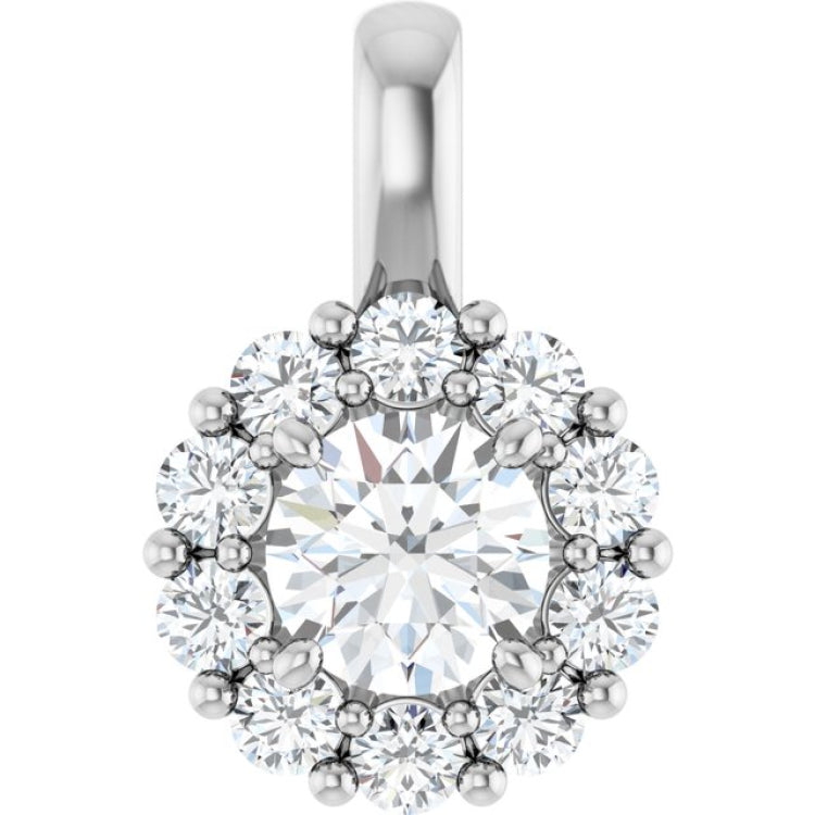 14K White Gold 3/4 CTW Lab-Grown Diamond Halo-Style Pendant