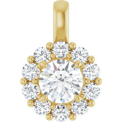 14K Yellow Gold 1 CTW Lab-Grown Diamond Halo-Style Pendant