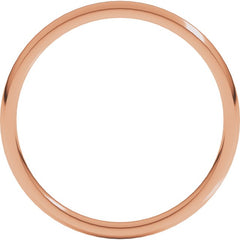 14K Rose Gold 2 mm Lightweight Comfort-Fit Half Round Band Size 4.5