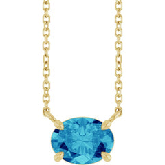 14K Yellow Gold Natural Blue Zircon 18" Necklace