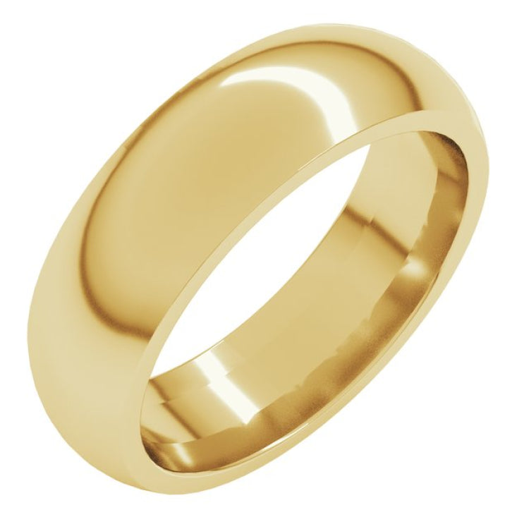 14K Yellow Gold 6 mm Comfort-Fit Half Round Band Size 9