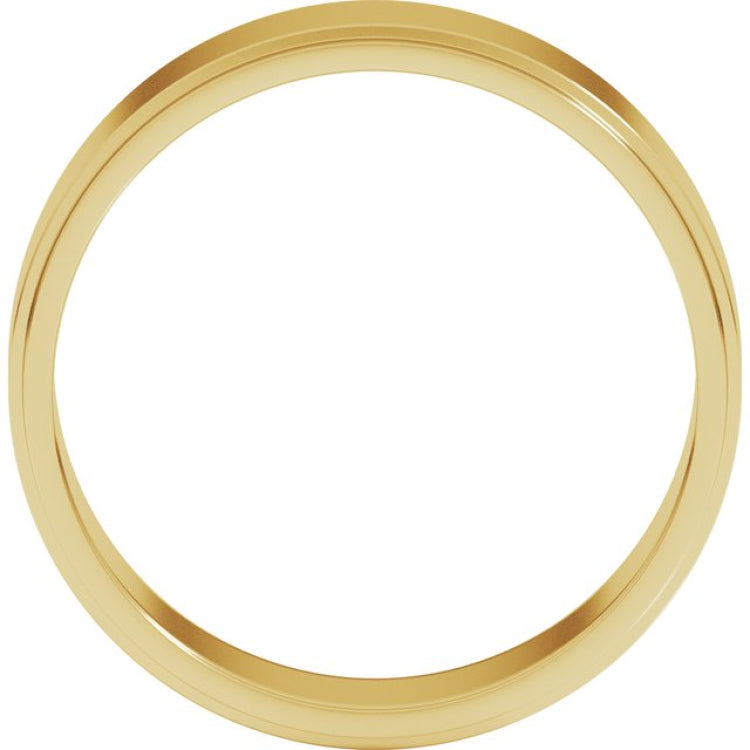 14K Yellow Gold 6 mm Stepped-Edge Flat Band Size 11