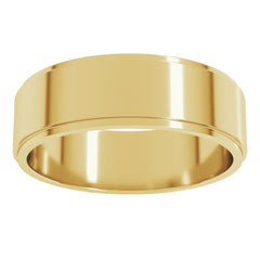 14K Yellow Gold 6 mm Stepped-Edge Flat Band Size 11