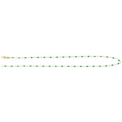 14K Yellow Gold-Filled 1.6 mm Green Enamel Bead Paperclip-Style 18" Chain