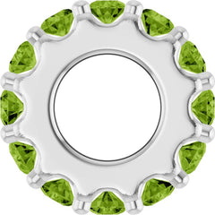 Sterling Silver Natural Peridot Spacer Charm/Pendant