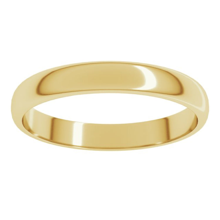 10K Yellow Gold 3 mm Lightweight Half Round Band Size 5