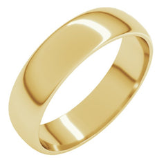10K Yellow Gold 5 mm Lightweight Half Round Band Size 13