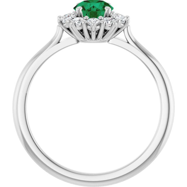 14K White Gold Lab-Grown Emerald & 1/4 CTW Lab-Grown Diamond Halo-Style Ring