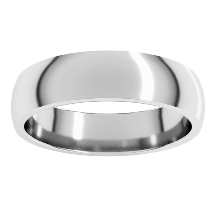 10K White Gold 5 mm Lightweight Comfort-Fit Half Round Band Size 11