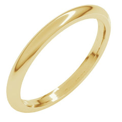 18K Yellow Gold 2 mm Comfort-Fit Half Round Band Size 7