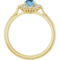 14K Yellow Gold Natural Sky Blue Topaz  & 1/3 CTW Lab-Grown Diamond Ring