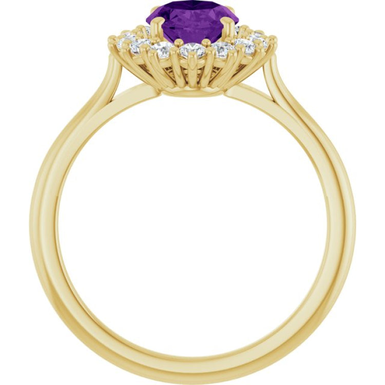 14K Yellow Gold Natural Amethyst & 1/3 CTW Lab-Grown Diamond Ring