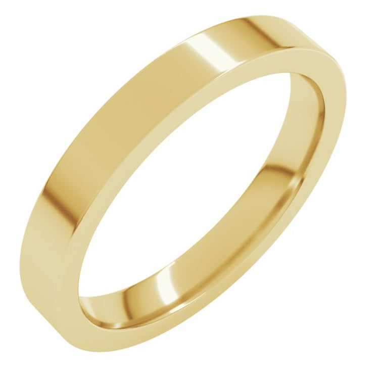 18K Yellow Gold 3 mm Comfort-Fit Flat Band Size 4