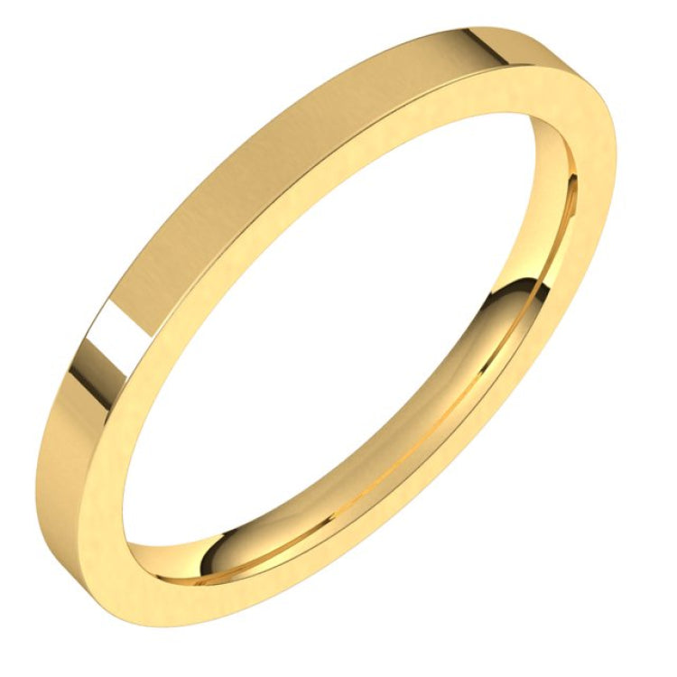 14K Yellow Gold 2 mm Comfort-Fit Flat Band Size 4.5