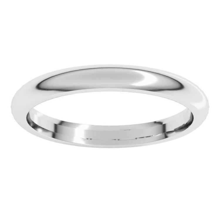 14K White Gold 2.5 mm Comfort-Fit Half Round Band Size 6.5