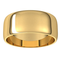 10K Yellow Gold 8 mm Lightweight Half Round Band Size 9