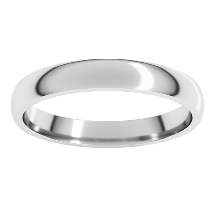 10K White Gold 3 mm Lightweight Comfort-Fit Half Round Band Size 7