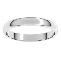 14K White Gold 3 mm Lightweight Half Round Band Size 9