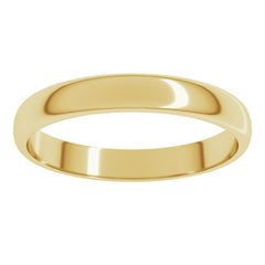 10K Yellow Gold 3 mm Lightweight Half Round Band Size 9