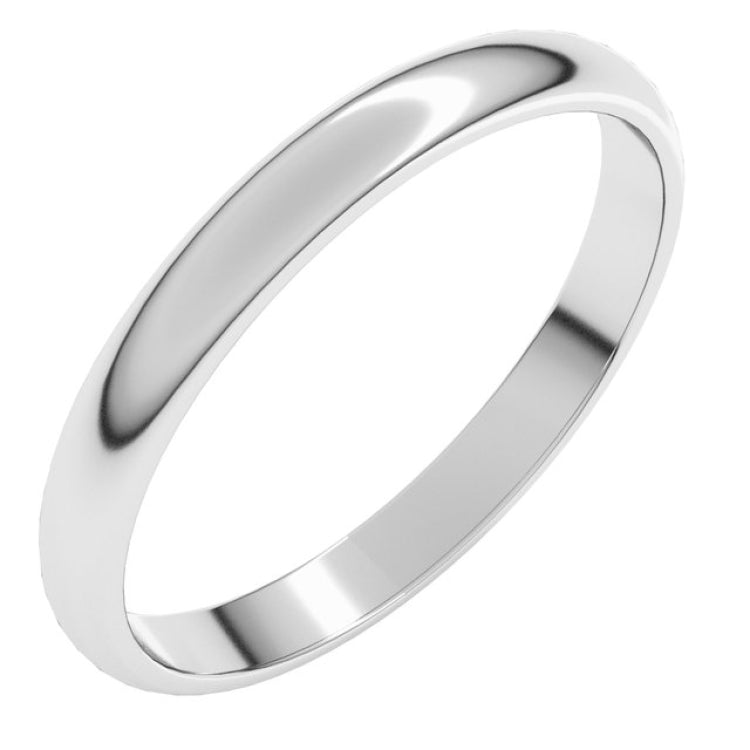 14K White Gold 2.5 mm Lightweight Half Round Band Size 4.5