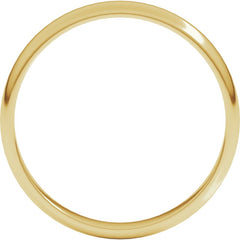 14K Yellow Gold 3 mm Lightweight Half Round Band Size 10.5