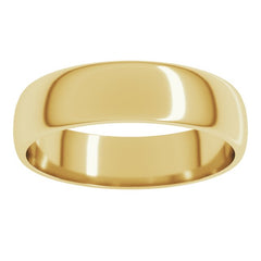 10K Yellow Gold 5 mm Lightweight Half Round Band Size 11.5