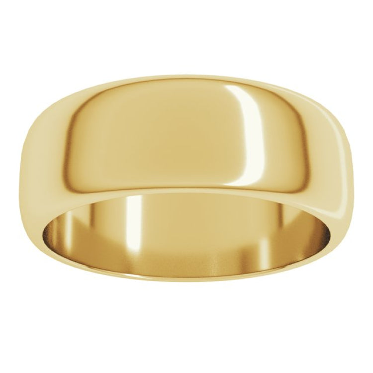 14K Yellow Gold 7 mm Half Round Band Size 10.5
