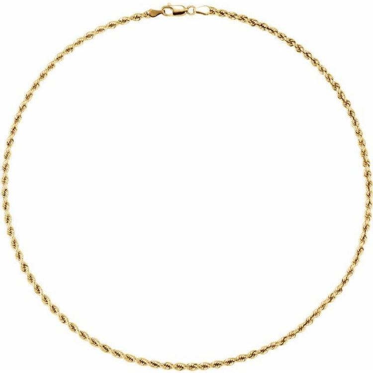 14K Yellow Gold 3 mm Rope 16" Chain
