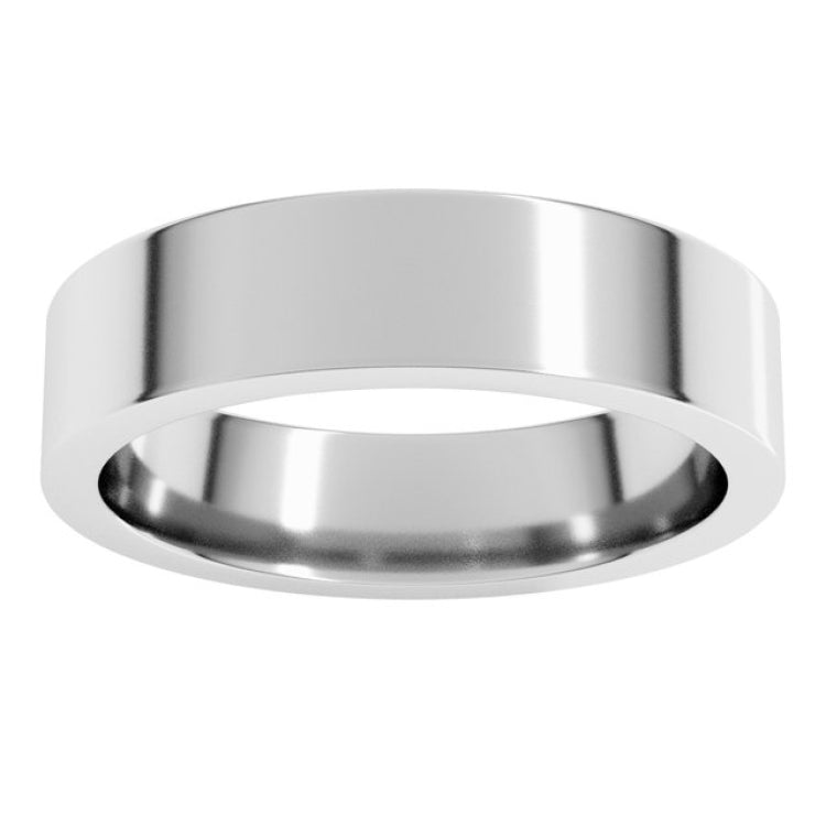 14K White Gold 5 mm Comfort-Fit Flat Band Size 5.5