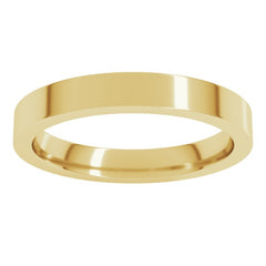 14K Yellow Gold 3 mm Comfort-Fit Flat Band Size 8