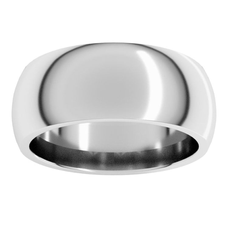Sterling Silver 8 mm Comfort-Fit Half Round Band Size 10