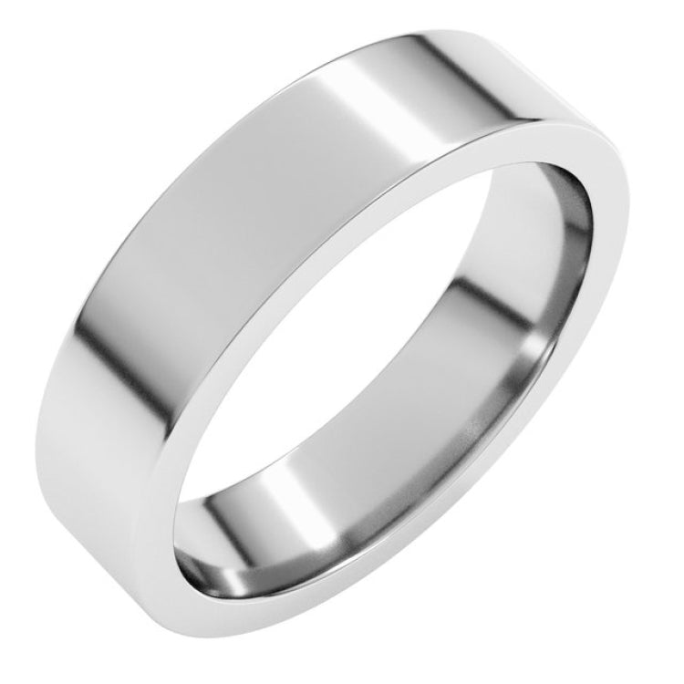 Sterling Silver 5 mm Comfort-Fit Flat Band Size 7.5