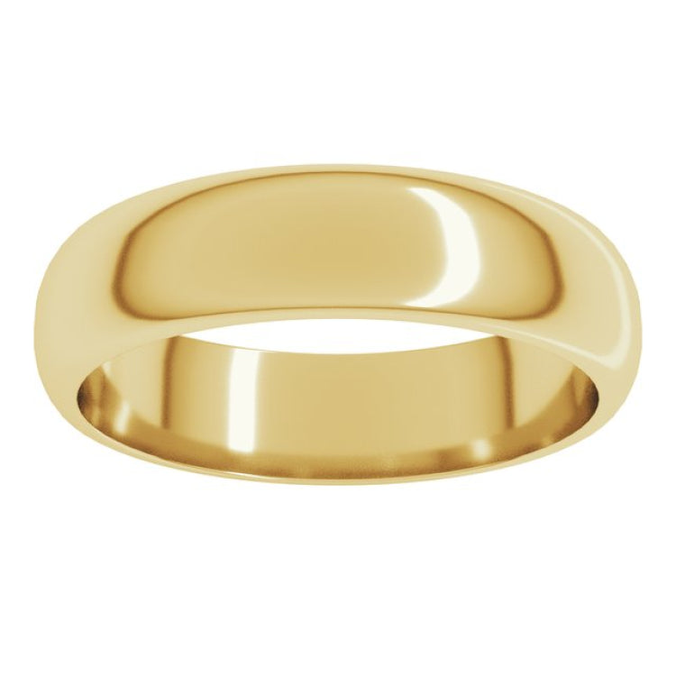 10K Yellow Gold 5 mm Half Round Band Size 8