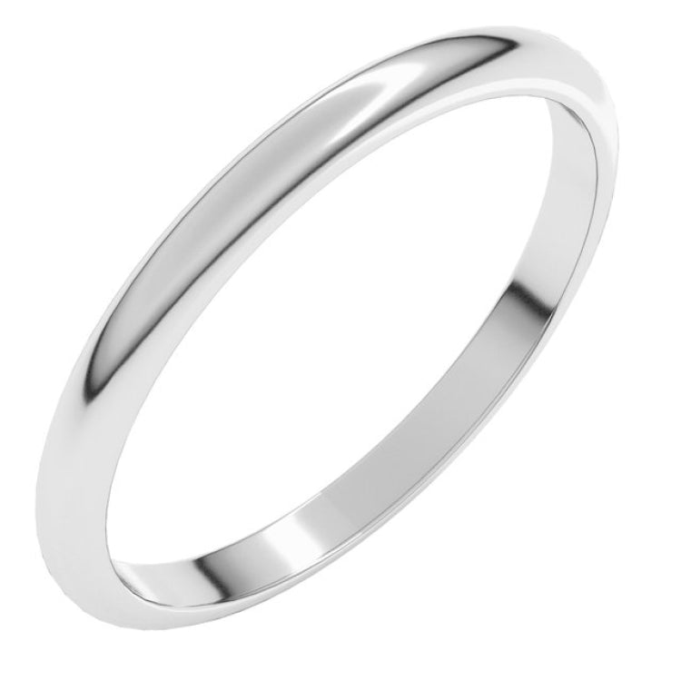 14K White Gold 2 mm Half Round Band Size 8