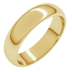 14K Yellow Gold 5 mm Half Round Band Size 9