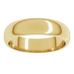 14K Yellow Gold 5 mm Half Round Band Size 9