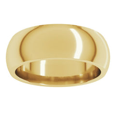 14K Yellow Gold 7 mm Comfort-Fit Half Round Band Size 12