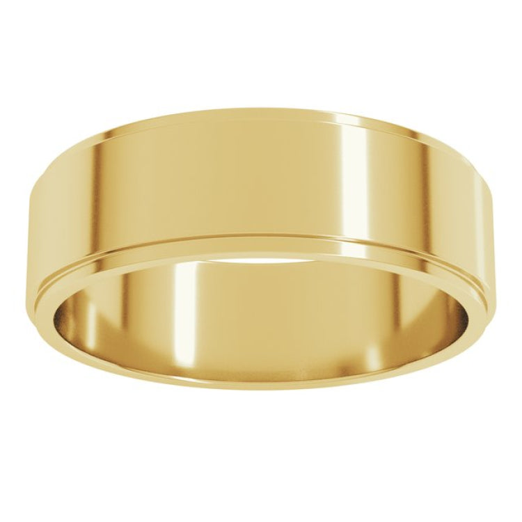 10K Yellow Gold 6 mm Stepped-Edge Flat Band Size 12