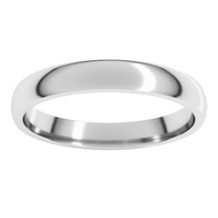 14K White Gold 3 mm Lightweight Comfort-Fit Half Round Band Size 9