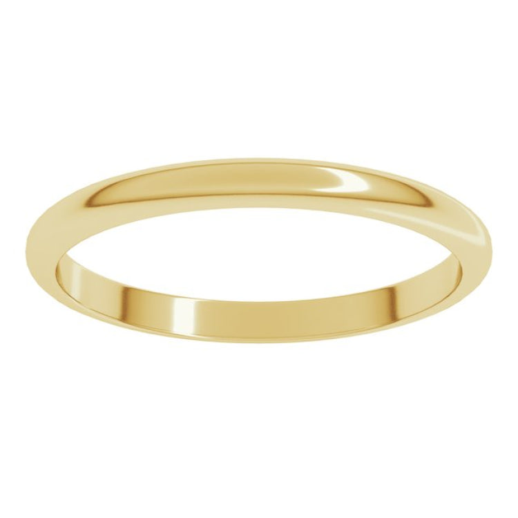 14K Yellow Gold 2 mm Half Round Band Size 12