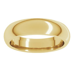 10K Yellow Gold 5 mm Comfort-Fit Half Round Band Size 8