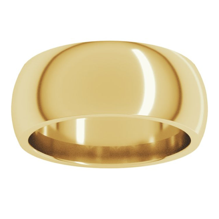 10K Yellow Gold 8 mm Comfort-Fit Half Round Band Size 9